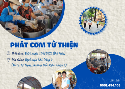 Thông báo hoạt động phát cơm tại Bệnh viện Nhi đồng 2 - 17/06/2023